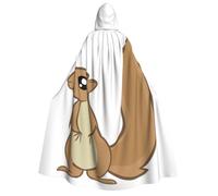 Cwyhdudoh Cartoon Squirrel Print Adult Hooded Cloak 190cm Costume Halloween Christmas Carnival Role Play Theme