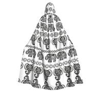 CWYHDUDOH Elephant Pattern Print Fits Full Length Hooded Unisex Cloak For Halloween Cosplay Renaissance Festivals