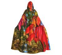 CWYHDUDOH Fall Red Leaves And Fruits Print Fits Full Length Hooded Unisex Cloak For Halloween Cosplay Renaissance Festivals