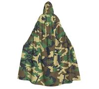 Cwyhdudoh Green Military Camo Print Adult Hooded Cloak 190cm Costume Halloween Christmas Carnival Role Play Theme