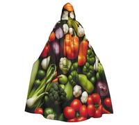 CWYHDUDOH Introduction Of Various Vegetables Print Fits Full Length Hooded Unisex Cloak For Halloween Cosplay Renaissance Festivals