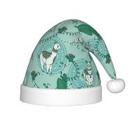 CWYHDUDOH Llama Alpaca green Print Christmas Elf Hat for Kids Xmas Cap Holiday Party New Year Costume Accessories
