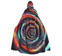 Cwyhdudoh Space Spiral Cosmic Print Adult Hooded Cloak 190cm Costume Halloween Christmas Carnival Role Play Theme
