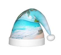 CWYHDUDOH Tropical Ocean Beach Theme Print Christmas Elf Hat for Kids Xmas Cap Holiday Party New Year Costume Accessories