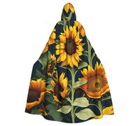 CWYHDUDOH Wild Flower Sunflower Print Fits Full Length Hooded Unisex Cloak For Halloween Cosplay Renaissance Festivals