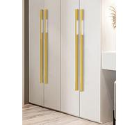 CWYP-40 Gold Cupboard Handles, 2 Pcs Kitchen Cabinet Handles Solid Aluminum Alloy, Handle Length: 60mm-1200mm Furniture Pull Drawer Pulls Bow Shaped Wardrobe Pulls Length: 600mm(23-3/5")