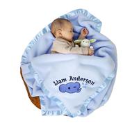 CWYW Personalised Baby Blanket for Boys, Custom Embroidered Baby Blanket for Newborn, Name Blankets for Personalised Baby Gifts Baby Shower First Birthday Gifts (Blue)