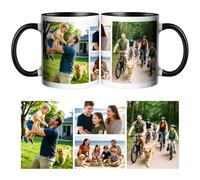CWYW Personalised Coffee Mug with Photo Custom Picture Logo Mug Photo Collage Personalized with a 4 Photo Novelty Custom Gift for Family, Friends, Birthday