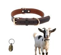 Cwyza Genuine Leather Goat Collar with Bell - Exquisite Hollow Bell, Adjustable & Durable for Pet Goats and Sheep,Alpacas,Deer (Brown, L-26 (Neck Fits 19"-23"))