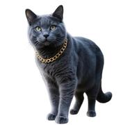 Cwyza Gold Cat Chain Collar-Adjustable Cuban Link Necklace for Cats, Lightweight & Durable Metal Pet Jewelry, Stylish Decorative Accessory(Gold,S)