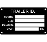 CWZ Aluminum Blank Trailer VIN ID Replacement Tag Vin Plate Serial GVWR Medical Blank Black VIN ID Plate Data TAG Serial Model Number 1PCS