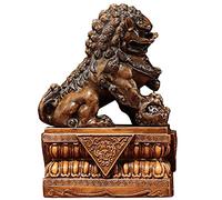 CWZMQK Dogs Guardian Lion Statues, Feng Shui Wealth Prosperity Sculpture Ornament, Best Housewarming Congratulatory Gift to Ward Off Evil Energy,Lion Happy house