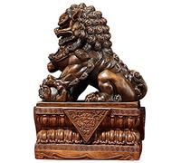 CWZMQK Dogs Guardian Lion Statues, Feng Shui Wealth Prosperity Sculpture Ornament, Best Housewarming Congratulatory Gift to Repel Evil Energy, Lion Happy House