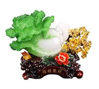 CWZMQK Feng Shui Statue Decoration Citrine Crystal Money Tree with Cabbage Sculpture Ornament Gift, Attracts Wealth and Prosperity Happy House