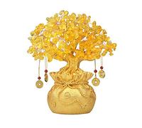 CWZMQK Ornaments Ornaments Feng Shui Ornaments Natural Citrine Gem Yellow Crystal Money Tree Office Home Table for Wealth and Good Luck Sculpture Decoration Best Gift,M Ornaments