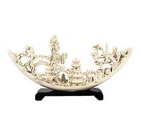 CWZMQK Statues for Home Decor Indoor, Boat Relief Sculpture Ornaments, Creativity Home Opened Gift Office Housewarming Decoration,Yellow Happy house