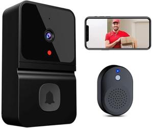 CWZYMYY Video Door Bells Wireless WiFi Video Doorbell with Camera Smart Security Doorbell with Cloud Storage, Motion Detection, Two-Way Audio Home Intercom, Rechargeable Batteries, HD Night Vision x2