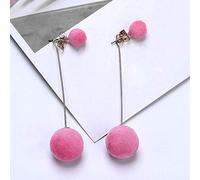 CWZZWS 1 Pair Women Ball Double Sided Earrings Hairy Fluffy Ball Long Earrings Long Dangle Jewelry Charm,Colour Name:Red (Color : Pink)