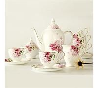 CWZZWS 15 Pieces Porcelain Tea Sets British Vintage Flowers Tea Coffee Cup Sets, Tea Service for 6 Cups and Saucers Luxury Bone China Tableware
