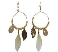 CWZZWS 1Pairs Bohemian Feather Earrings For Women -Geometric Irregular Long Bohemian Ethnic Style Multiple Feather Earrings,Ethnic Feather Fringe Curved Needle Fashion Dangle Earring ui