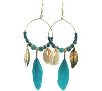CWZZWS 1Pairs Bohemian Feather Earrings For Women -Geometric Irregular Long Bohemian Ethnic Style Multiple Feather Earrings,Ethnic Feather Fringe Curved Needle Fashion Dangle Earring ui