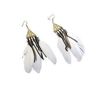 CWZZWS 1Pairs Bohemian Feather Earrings For Women -Geometric Triangle Multi-Layer Chain Feather Earrings For Women,Ethnic Feather Fringe Curved Needle Fashion Dangle Earring ui