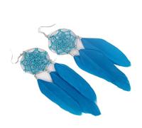 CWZZWS 1Pairs Bohemian Feather Earrings For Women -Irregular Geometric Hollow Round Hand-Wound Rope Feather Earringss,Ethnic Long Feather Fringe Curved Needle Fashion Dangle Earring ui