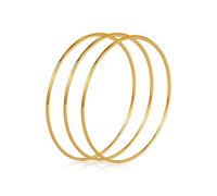 CWZZWS 2 Pcs Women's Bangle Gold Cuff Bracelet Set, Stackable Dainty 14K Gold Circle Chunky Bracelets Wrist Cuff Wrap Bracelet Minimalist Polished Finish Cuff Circle Bangle for Women Girls