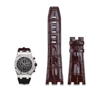 CWZZWS 28mm Imported Leather Strap for AP for Audemars Piguet 42mm for Royal Oak Offshore Watch Band Accessories Pin Buckle 15710/15703 (Color : Black Strap, Size : Without Buckle)