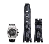 CWZZWS 28mm Imported Leather Strap for AP for Audemars Piguet 42mm for Royal Oak Offshore Watch Band Accessories Pin Buckle 15710/15703 (Color : Black Strap, Size : Without Buckle)