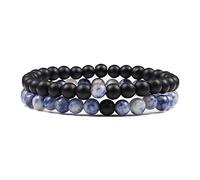 CWZZWS 2pcs/set tiger eye stone couple distance bracelet 6mm natural stone yoga beaded bracelet for men women charm strand gift