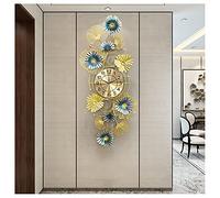 CWZZWS 3D Sunburst Metal Wall Clocks, Ginkgo Leaf Design Large Silent Wall Clock, Modern Living Room Bedroom Kitchen Non Ticking Quartz Decoration Clock,40X100CM