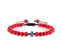 CWZZWS 6mm black beaded bracelet hematite cross men tiger eye natural stone handmade strand bracelets energy bangles