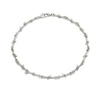 CWZZWS 925 Sterling Silver Barbed Wire Necklace, Small Wire Brambles Unisex Choker Necklace, Hip-hop Gothic Punk Barbed Wire Little Thorns Chain Choker, Barb Wire Necklace, Barbed Wire Bracelet