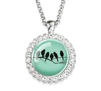CWZZWS 925 Sterling Silver Hummingbird Necklace For Women And Men, Hummingbird Necklace Cardinal Bird Art Picture Glass Rhinestone Pendant Chain Cute Bird Jewelry, Cute Animal Jewelry
