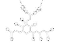 CWZZWS 925 Sterling Silver Serotonin Necklace For Women And Men, 3D Beer Trinitrotolu Vitamin C Cocaine Water DMT Molecule Science Biology Chemical Charm Pendant Necklace Chemistry