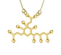 CWZZWS 925 Sterling Silver Serotonin Necklace For Women And Men, 3D Beer Trinitrotolu Vitamin C Cocaine Water DMT Molecule Science Biology Chemical Charm Pendant Necklace Chemistry