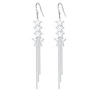 CWZZWS 925 Sterling Silver star tassel Dangle Earring, Silver long chain Drop Earrings, Simple hook Dangling Earrings, Jewelry for Women girls gift