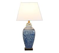 CWZZWS Asian Chinese Ginger Jar Table Lamp 30" Tall Porcelain Blue White Bird And Flower Decor For Living Room Bedroom House Bedside Nightstand Home Office Entryway Night Lamp