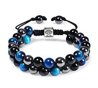 CWZZWS Beaded Bracelets for Women, 8mm Double Layer Tiger Eye Stone Bracelet Mens Adjustable Bracelets 30CM