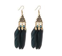CWZZWS Beaded Feather Earring -Bohemian Geometric Irregular Triangle Feather Earrings,Vintage Colorful Simple Summer Beach Curved Needle Earring For Women Girls Holiday Party Vacation ui