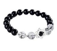 CWZZWS Black Obsidian Bracelet, Wealth 8MM Bracelet Natural Reiki Beaded Stretch S925 Silver Bracelet Chakra Meditation Talisman Peace Prospertity