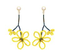 CWZZWS Bohemian Beaded Earrings For Women - Colorful Rice Beaded Flower Earrings, Pastoral Style Handmade Braided Floral Drop Dangle Statement Earrings ui