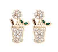 CWZZWS Bohemian Beaded Rice Bead Earrings - Fashion Geometric Rhinestone Cold Drinking Wine Glass Earrings, Cute Temperament Pearl Earrings For Women Girls ui