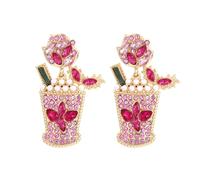 CWZZWS Bohemian Beaded Rice Bead Earrings - Fashion Geometric Rhinestone Cold Drinking Wine Glass Earrings, Cute Temperament Pearl Earrings For Women Girls ui