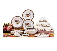 CWZZWS Bone China Dinnerware Set, Porcelain Kitchen Dinner Dinning Round Tableware Combination Set with Cereal Bowls Dessert Plates Soup Plates (28 Pieces Service)