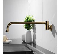 CWZZWS Brushed Gold Kitchen Semi-Automatic Rocking Kitchen Cold Water Sink Faucet with 180 Degree Swivel Spout, Single Hole Wall Mount Faucet for Kitchen Economic