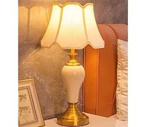 CWZZWS Ceramic Table Lamp Bedroom Bedside Lamp Cloth Art Retro Warm Touch Infinite Dimming (D AS Show)