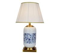 CWZZWS Ceramic table lamp Chinese style villa ceramic table lamp large oriental table lamp, table lamp bedroom classical lamp 72×40cm lamp