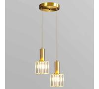 CWZZWS Chaner Modern Crystal Single Head Mini Iron Art Double Head Kitchen Island Style Bar Adjustable Height Living Room Hall Restaurant (Dark 1)